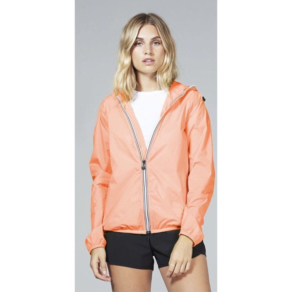 08 Lifestyle Unisex‎ Orange Full Zip Packable Windbreaker Jacket  Size S